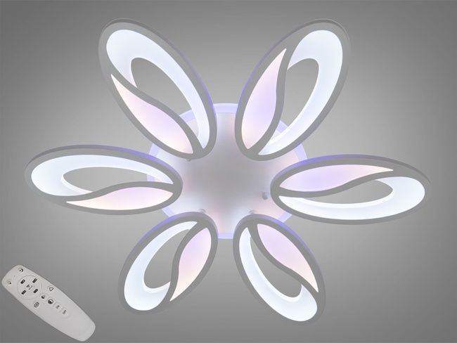 Стельова LED люстра з пультом, диммером та підсвічуванням, 80W