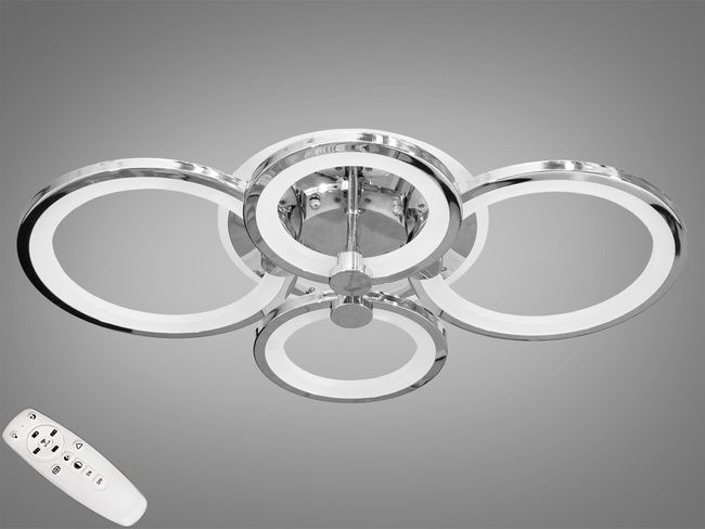 LED-люстра з диммером і кольоровою підсвіткою, колір хром, 100W