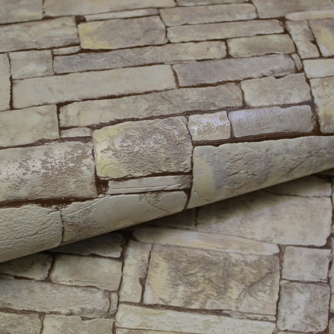 Шпалери вінілові на паперовій основі супер мийка Слов'янські шпалери Expromt В49,4 Камінь бежевий 0,53 х 10,05м (5636-01)