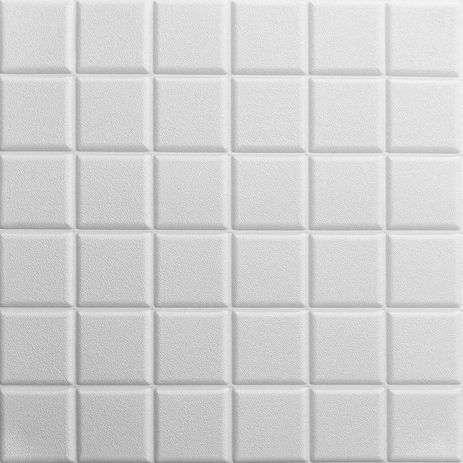 Панель стінова самоклеюча декоративна 3D куби 600х600х7мм (169), Білий, Білий