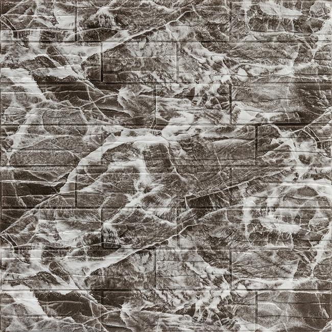 Панель стеновая самоклеющаяся декоративная 3D Серый рваный кирпич 700х770х5мм (158), Серый, Серый