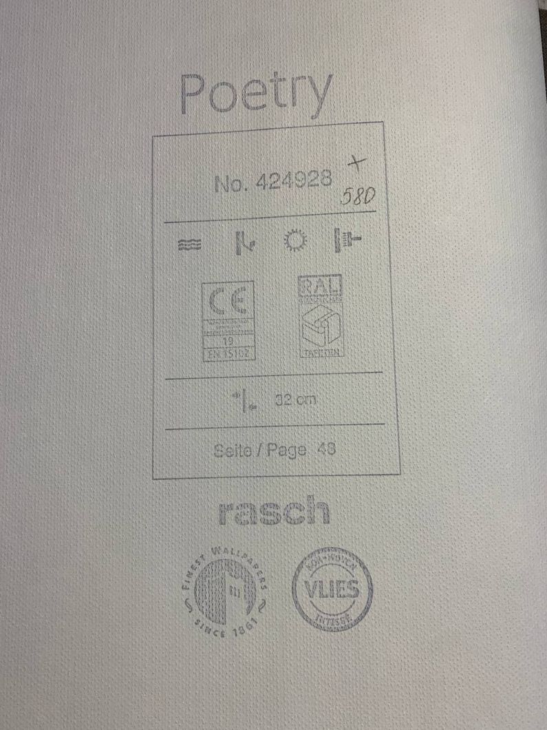 Обои виниловые на флизелиновой основе Rasch Poetry серо-бежевый 0,53 х 10,05м (424928)