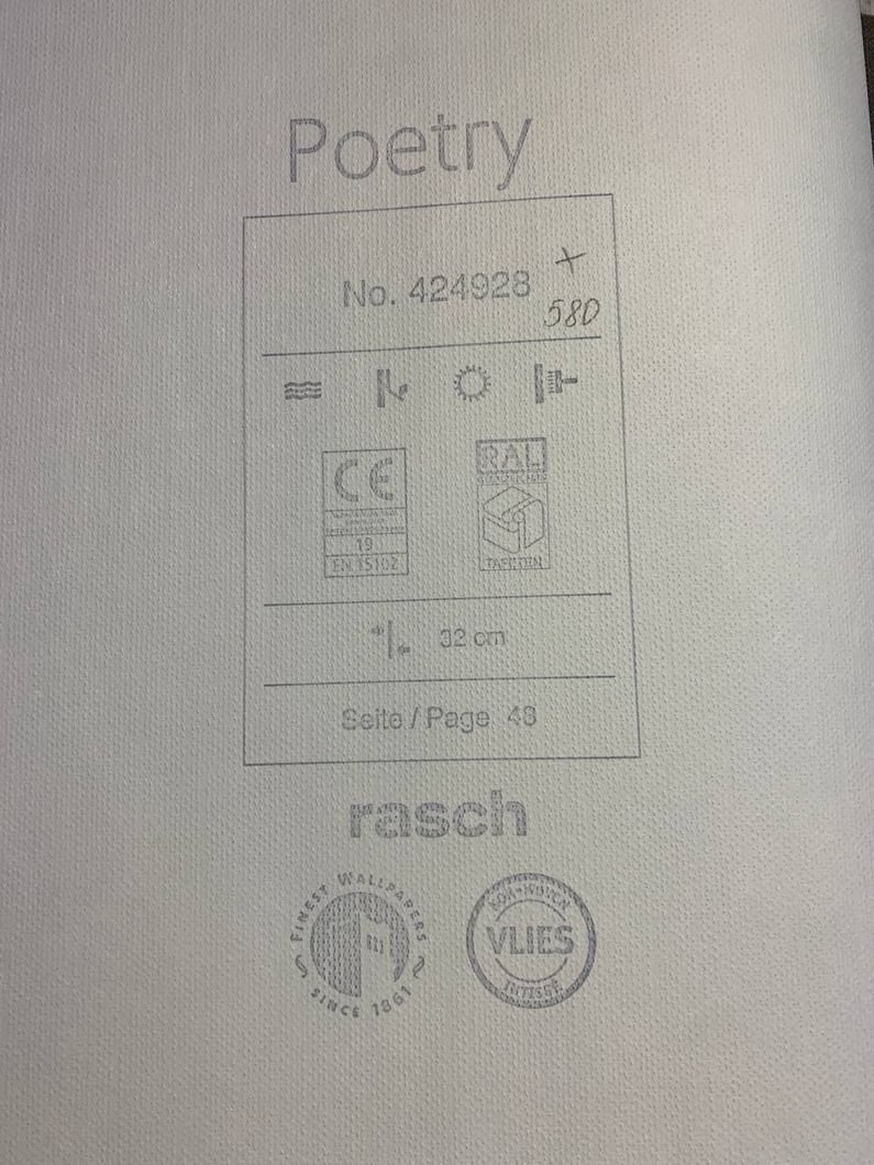 Обои виниловые на флизелиновой основе Rasch Poetry серый 0,53 х 10,05м (424928)