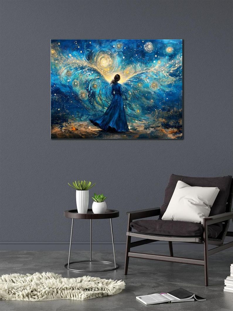 Картина на холсте МАKO " Загадочная девушка в синем " 50x70 см MK10568_5070
