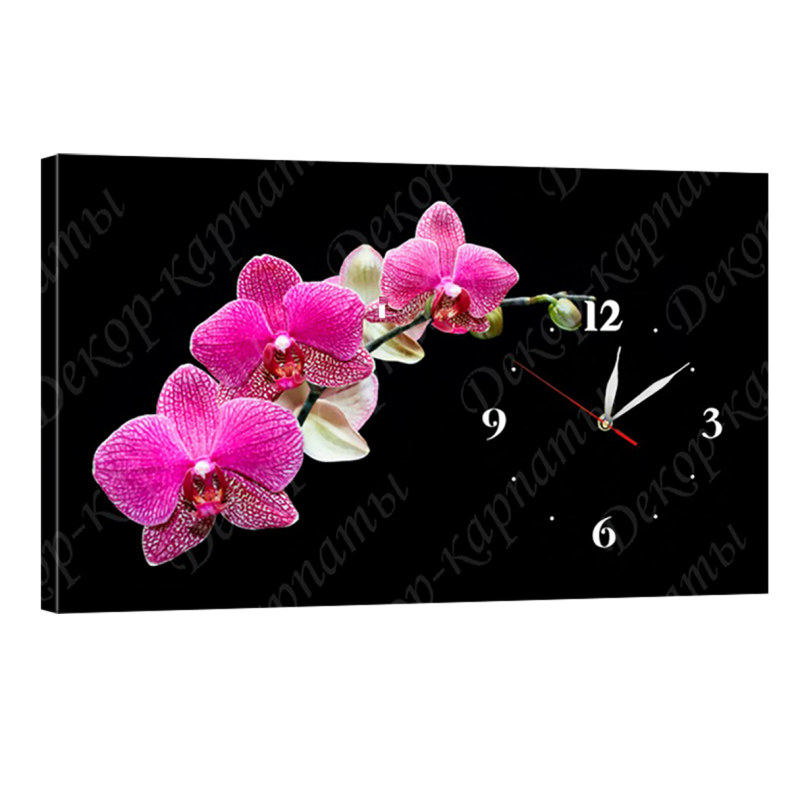 Часы настенные на холсте без стекла Орхидея 30 см х 53 см (3903 - С5)