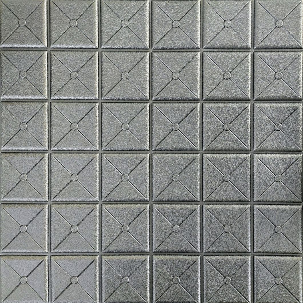 Панель стеновая самоклеящаяся декоративная 3D квадрат серый 700x700x8мм (177), Серый, Серый