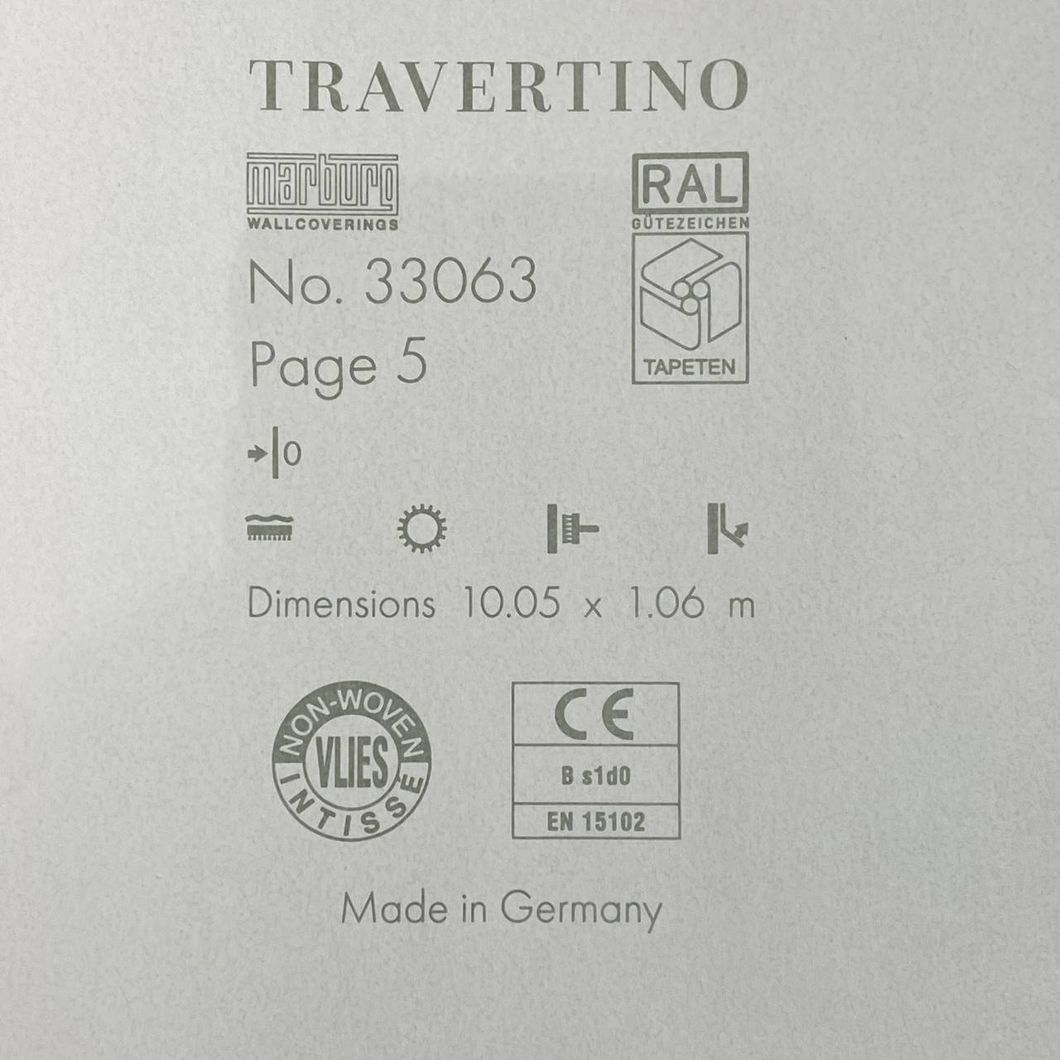 Обои виниловые на флизелиновой основе бежевый Marburg Wallcoverings Travertino 1,06 х 10,05м (33063)