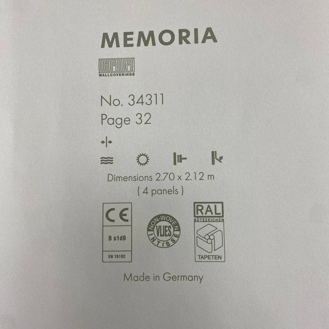 Шпалери вінілові на флізеліновій основі Сині Memoria Marburg 2,12x2,70м (34311)