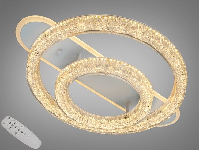 Стельова LED люстра 2 кільця біла 80W пульт 14 м2