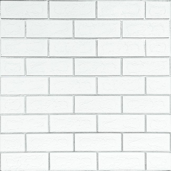 Панель стеновая 70*70cm*5mm белый кирпич с серебром (D) SW-00001502, Белый4, Белый
