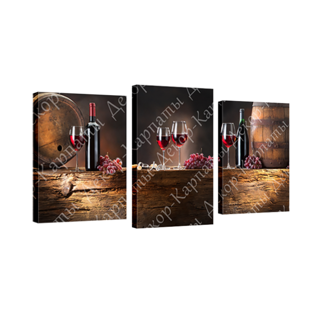 Картина модульная 3 части Бокал с вином 70 х 110 см (8316-D-247)