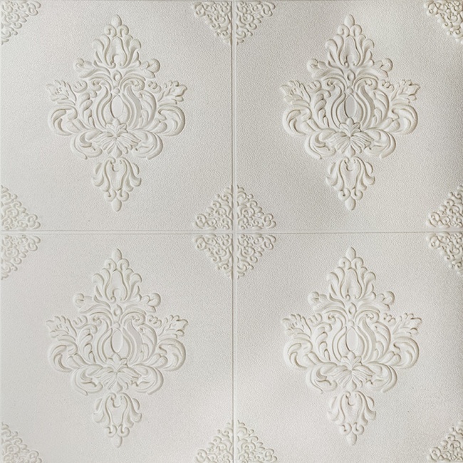 Панель стеновая самоклеящаяся декоративная 3D узорчатый ромб 700x700x6мм (119), Белый, Белый