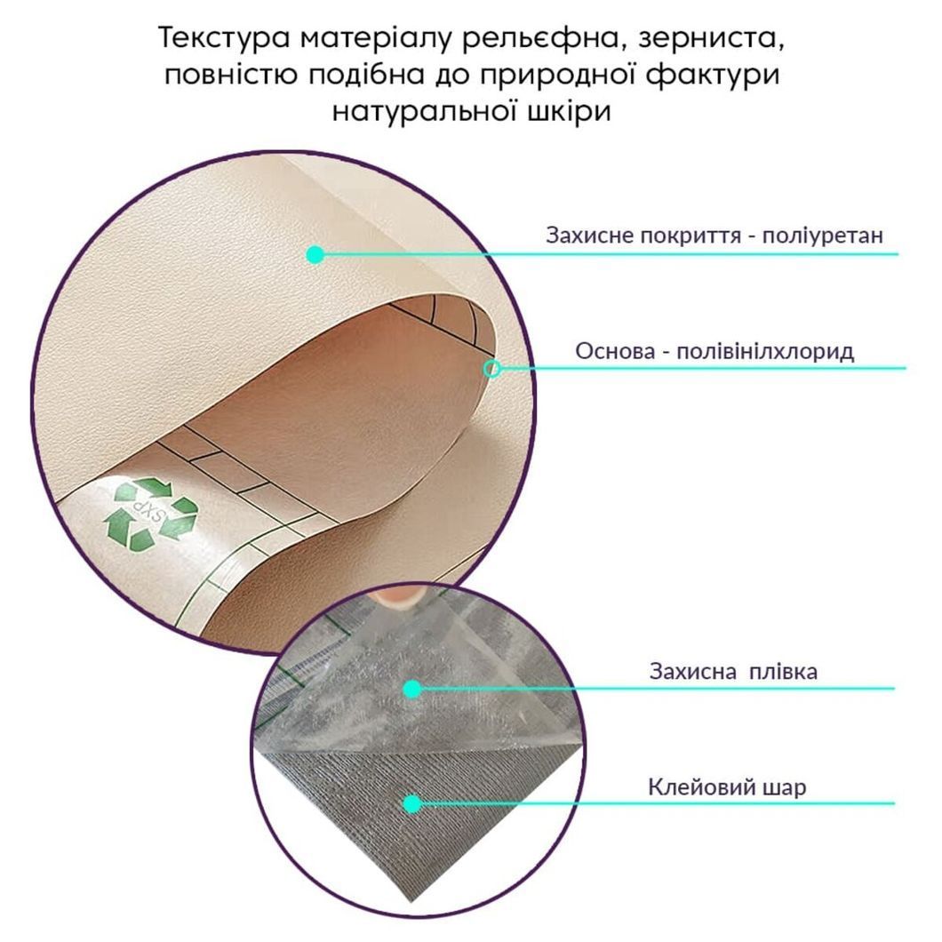 Самоклеющая экокожа в рулоне 1,37 х 3м бежевый (D) (SW-00001170), Бежевый, Бежевый