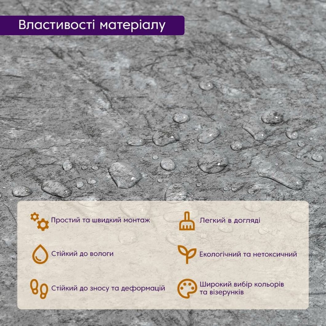 Самоклеюча LVT плитка 600*600*1.5mm (D) SW-00001594, Сірий, Сірий