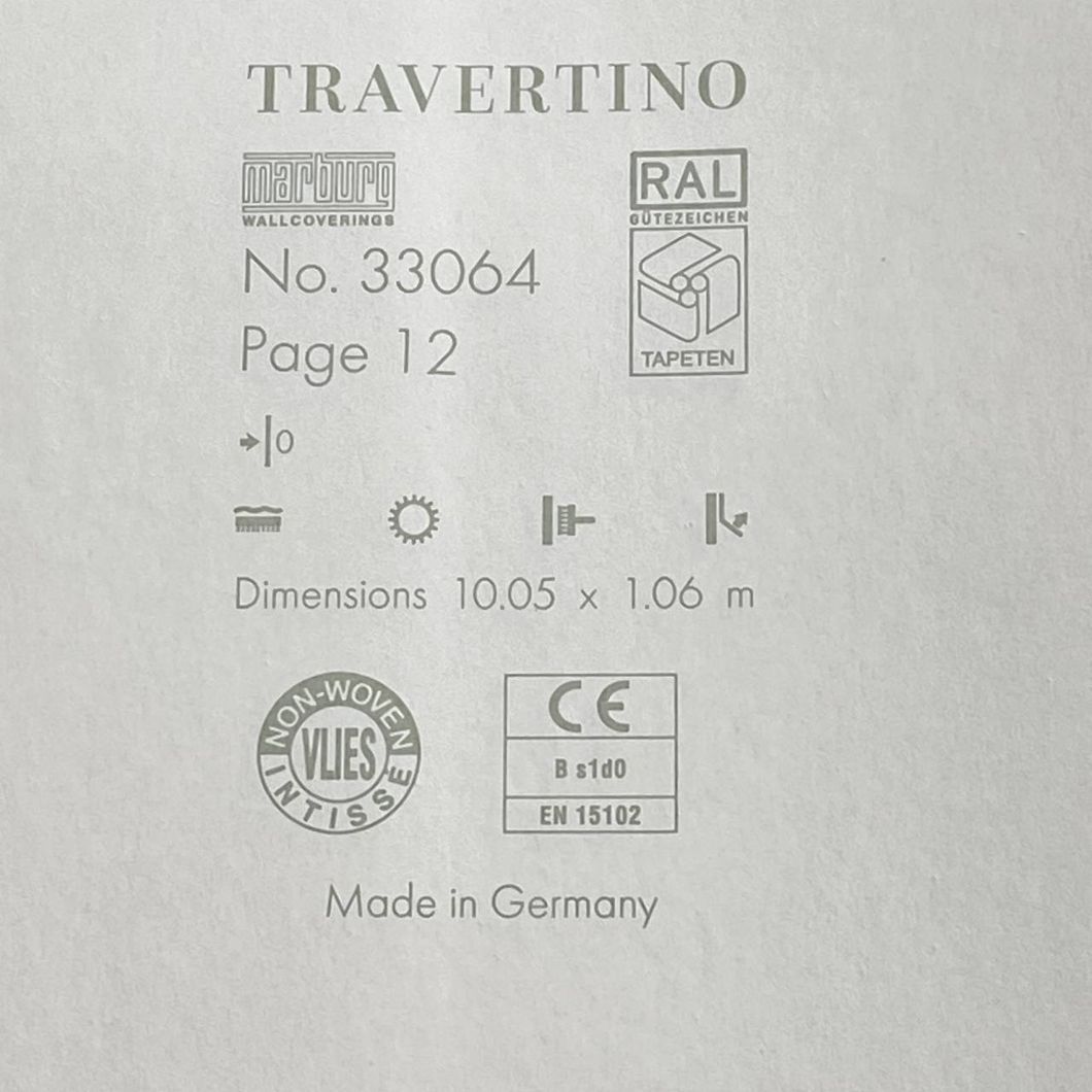 Обои виниловые на флизелиновой основе Marburg Wallcoverings Travertino белый 1,06 х 10,05м (33064)
