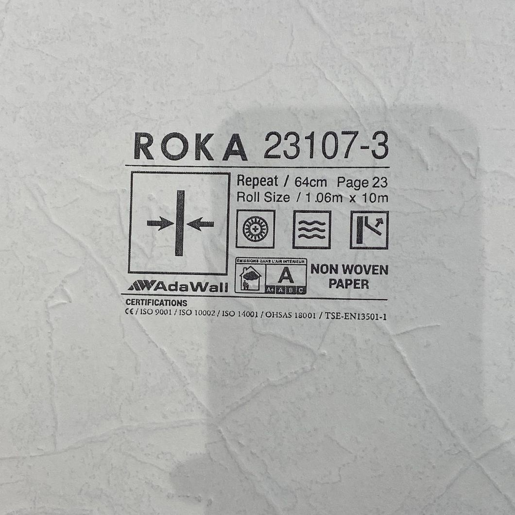 Обои виниловые на флизелиновой основе светло-серый Roka AdaWall 1,06 х 10м (23107-3)
