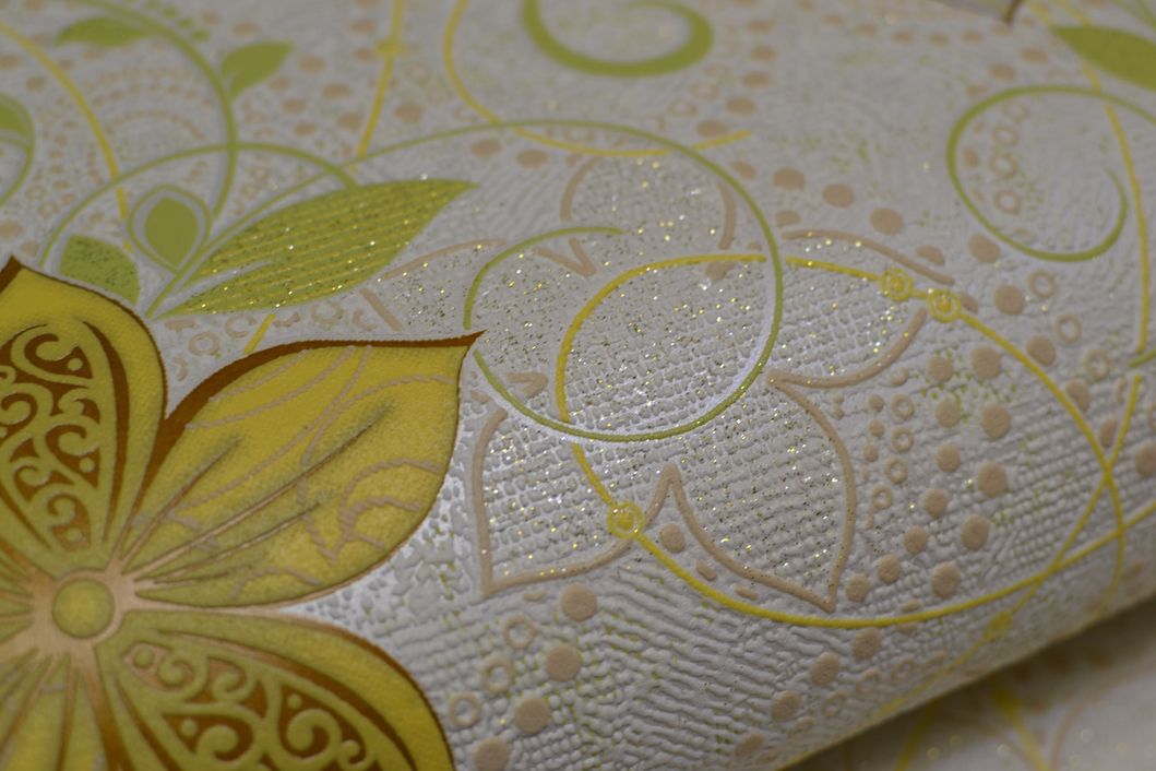 Шпалери вінілові на паперовій основі Слов'янські шпалери Comfort B53,4 Газон жовтий 0,53 х 10,05м (5648 - 05)
