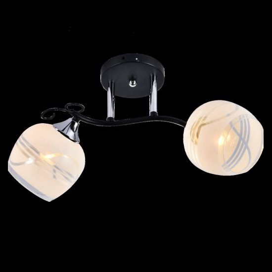 Люстра 2 лампы чёрная в гостиную, спальню стекло в классическом стиле (XA1217B/2), Черный, Черный