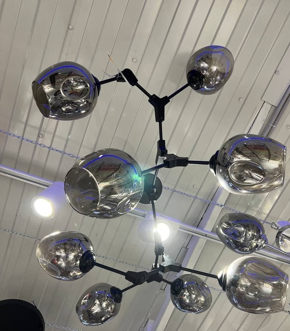 Люстра в стилі Loft - "Молекула" на 8 ламп, Черный, Чорний