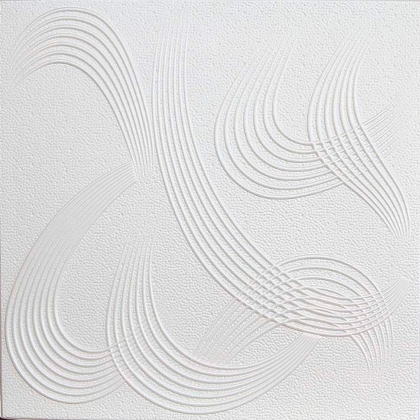 Плитка потолочна з пенополістеролу білий 50x50 8шт/уп (2040), Білий, Білий