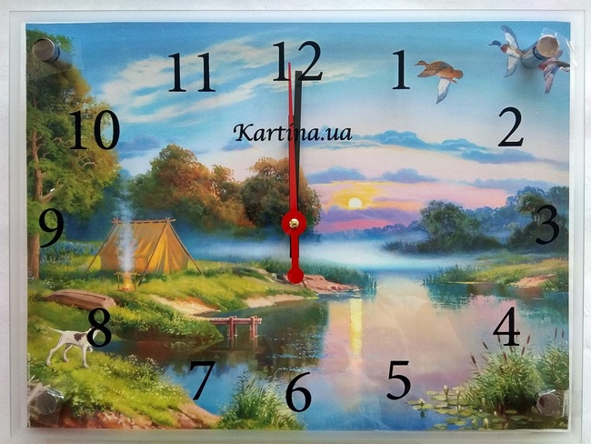 Часы-картина под стеклом Озеро 30 см x 40 см (3855 - К826)