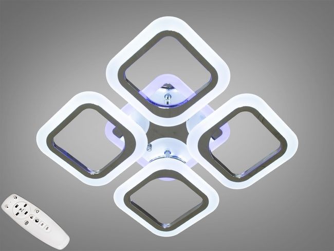 LED-люстра з димером і кольоровою підсвіткою, колір хром, 50W