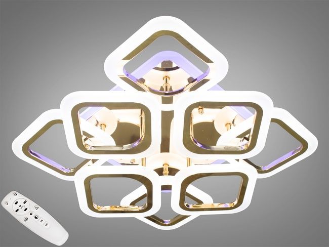 Потолочная люстра с диммером и LED подсветкой, цвет золото, 110W