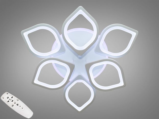 Люстра під стелю з діммером і LED підсвічуванням, 115W, біла люстра