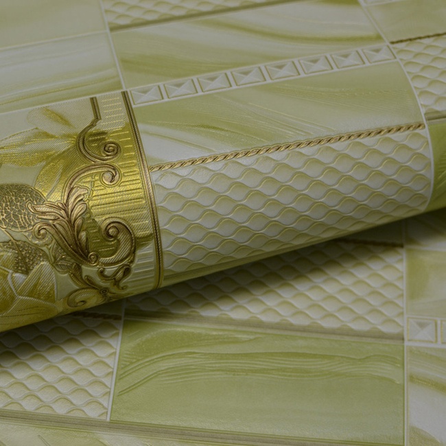 Шпалери вінілові на паперовій основі супер мийка Слов'янські шпалери B49,4 Бонжур зелений 0,53 х 10,05м (5651 - 04)