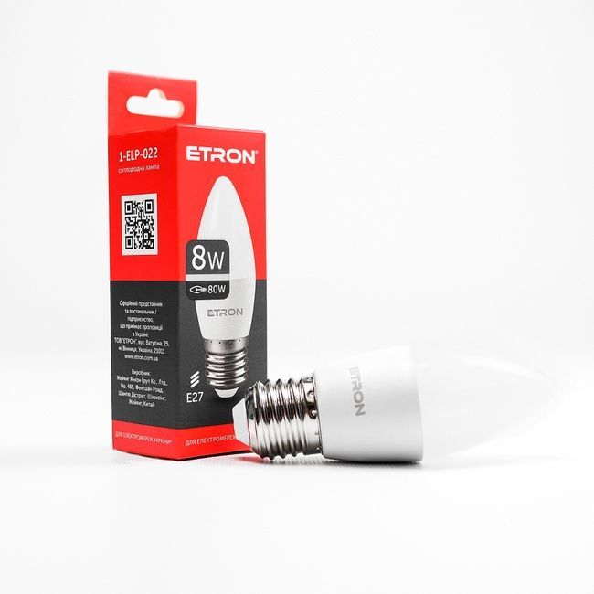 Лампа LED ETRON Light 1-ELP-022 C37 8W 4200K 220V E27