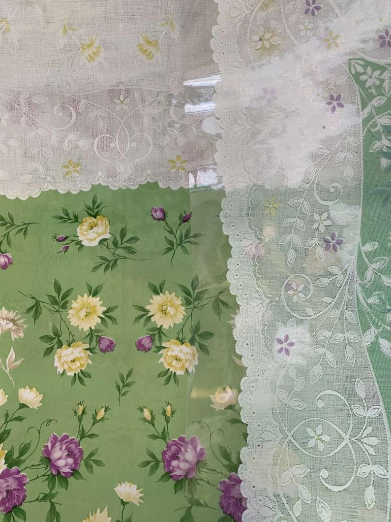 Клеенка на стол силиконовая без основы готовая скатерть Цветы зелёный 1,35 х 1,75м (100-220), Зелёный, Зелёный