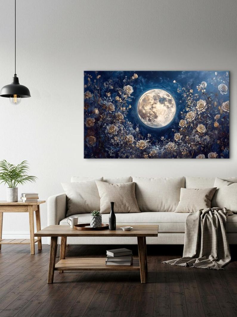Картина на холсте МАKO " Розы под лунным сиянием " 60x100 см MK10589