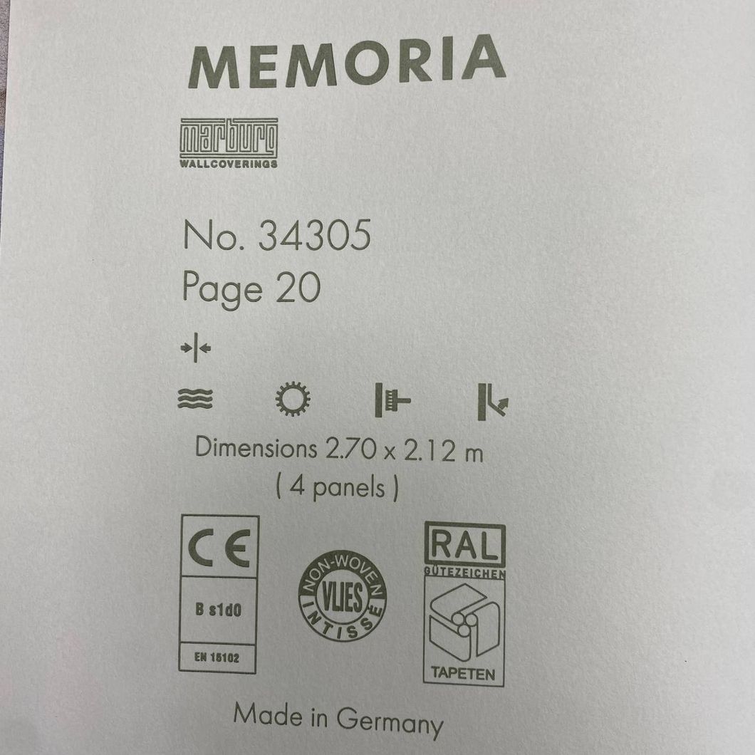 Обои виниловые на флизелиновой основе Бежевые Memoria 2,70x2,12м (34305)