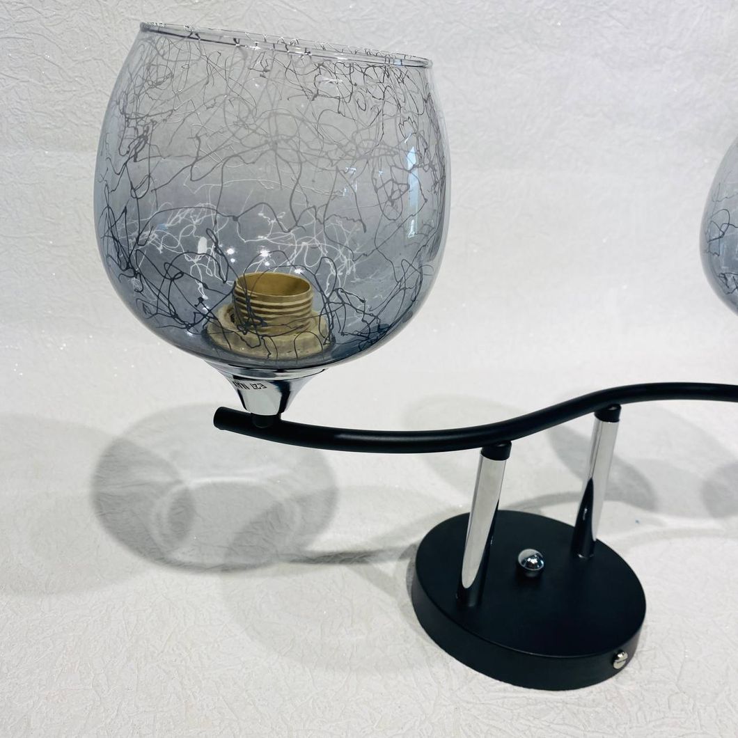 Люстра 2 лампи, чорна у вітальню, спальню скло в класичному стилі (XA1452/2), Черный, Чорний