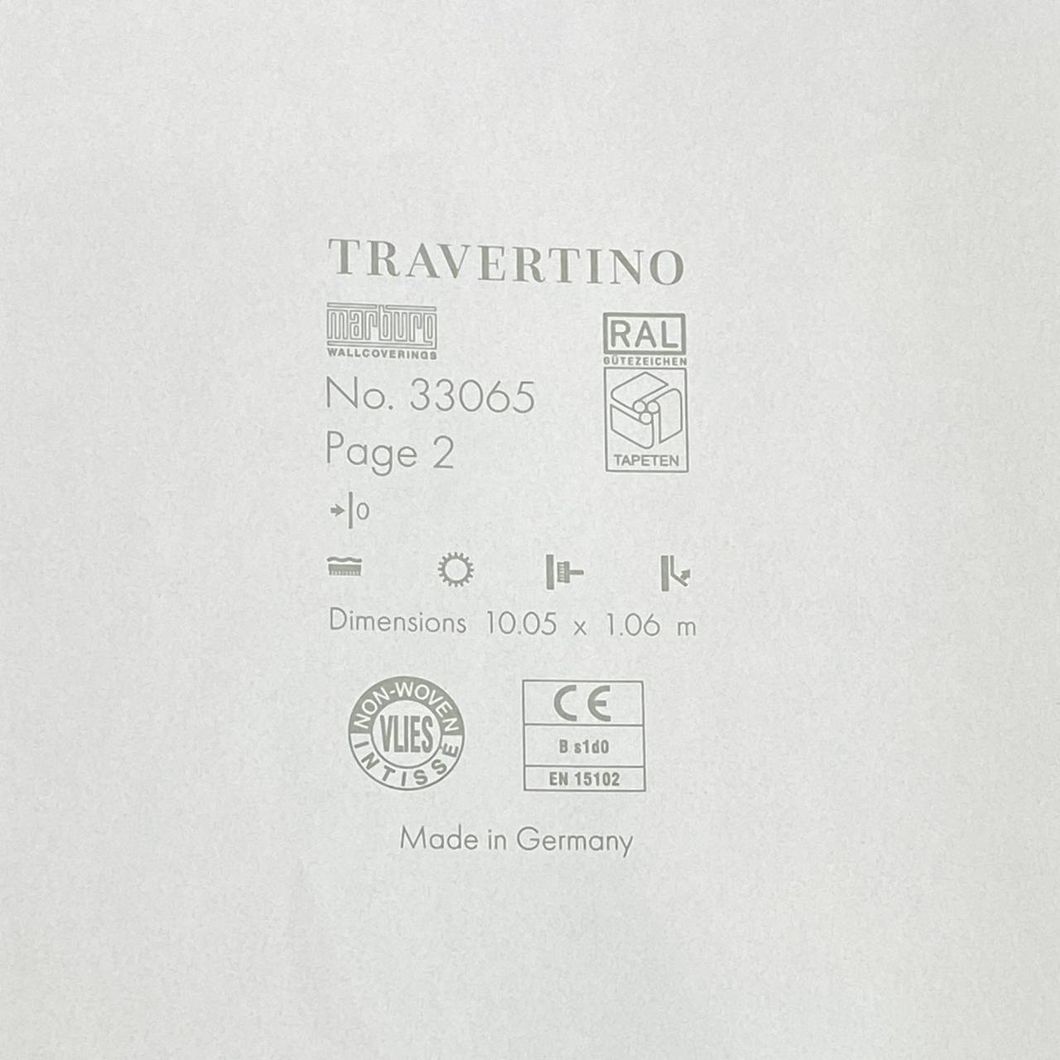 Обои виниловые на флизелиновой основе серый Marburg Wallcoverings Travertino 1,06 х 10,05м (33065)