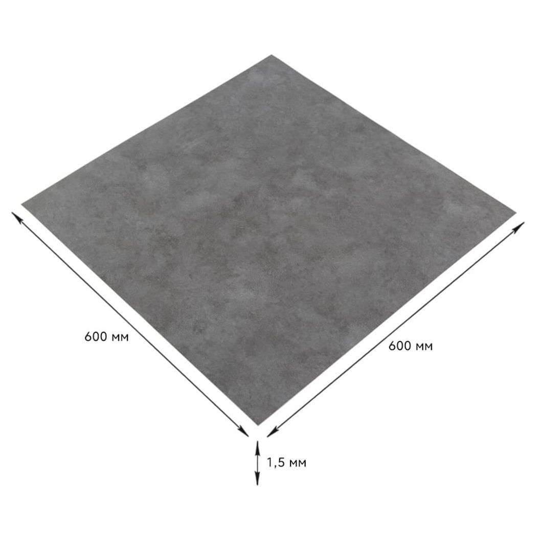 Самоклеящаяся LVT плитка 600*600*1.5mm (D) SW-00001595, Серый, Серый