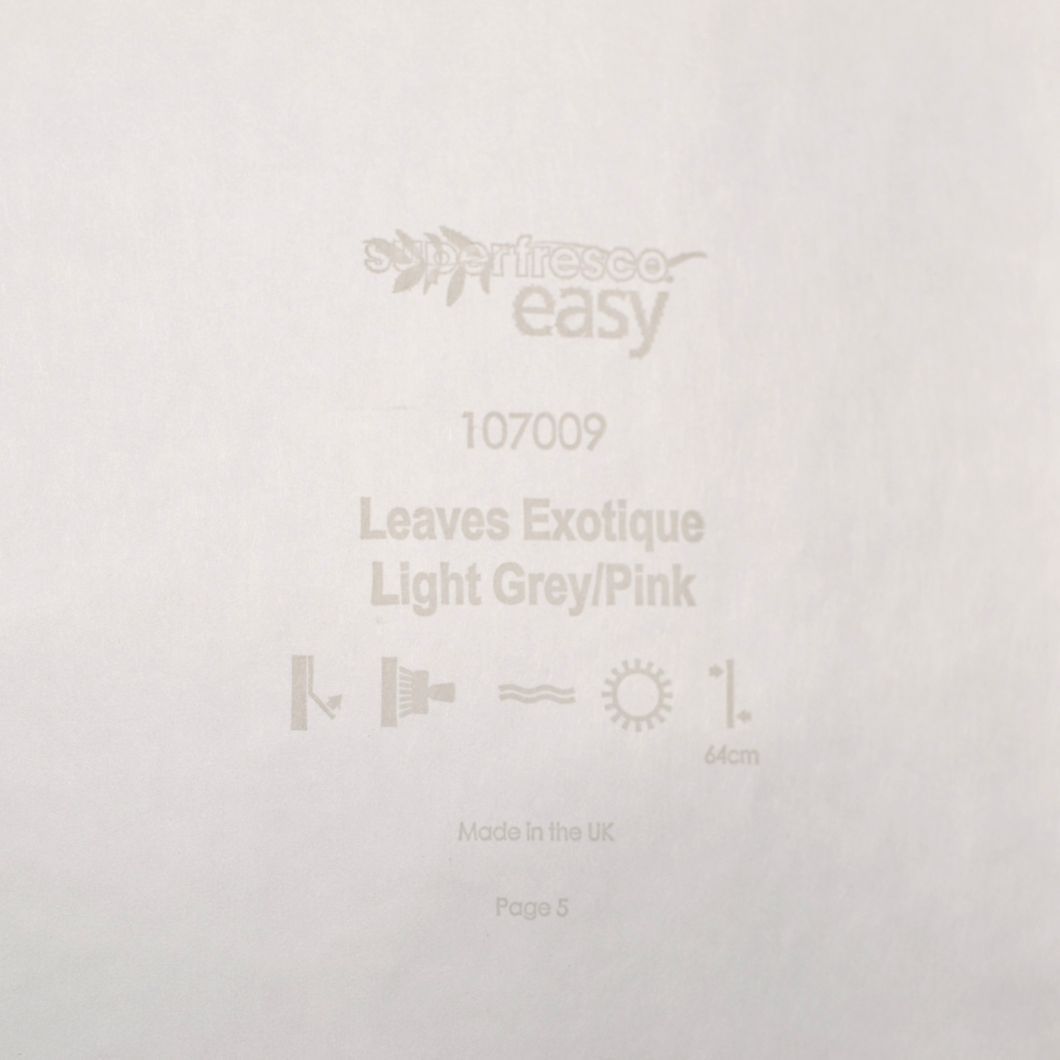 Обои виниловые на флизелиновой основе Superfresco Easy Leaves Exotique light grey/pink серо-зелёный 0,53х10,05 (107009)