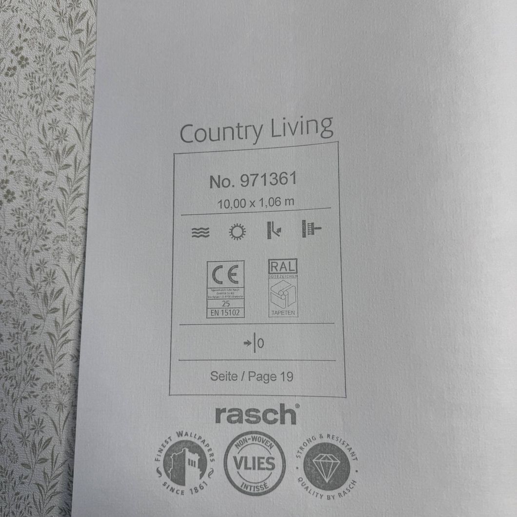 Обои виниловые на флизелиновой основе бежевые Rasch Country Living 1,06 х 10,00м (971361)