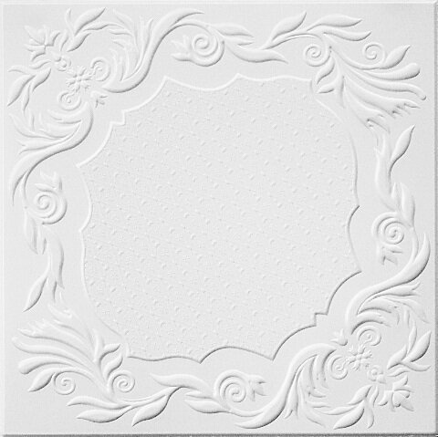 Плитка потолочна з пенополістеролу білий 50x50 8шт/уп (2066), Білий, Білий