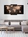 Модульна картина у вітальню/спальню для інтер'єру "Карта світу з коричневим візерунком"  3 частини 53 x 100 см (MK30231_E)