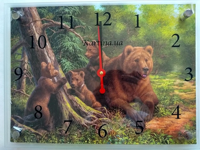 Годинник-картина під склом Ведмеді 30 см x 40 см (3806 - К919)