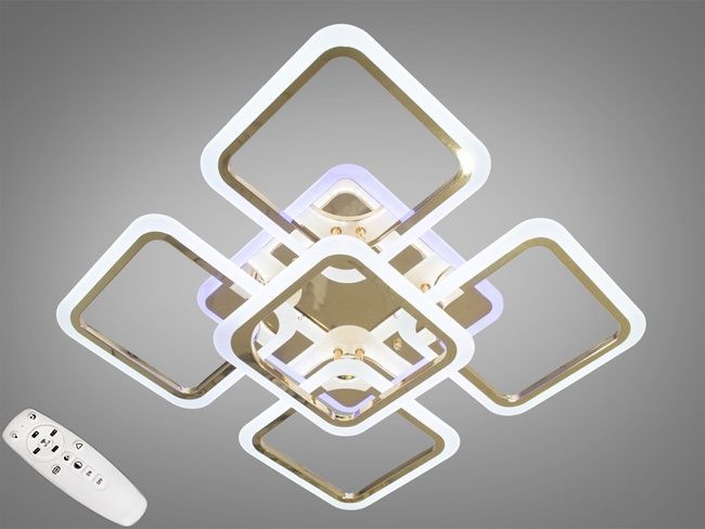 Потолочная люстра с диммером и LED подсветкой, цвет золото, 120W