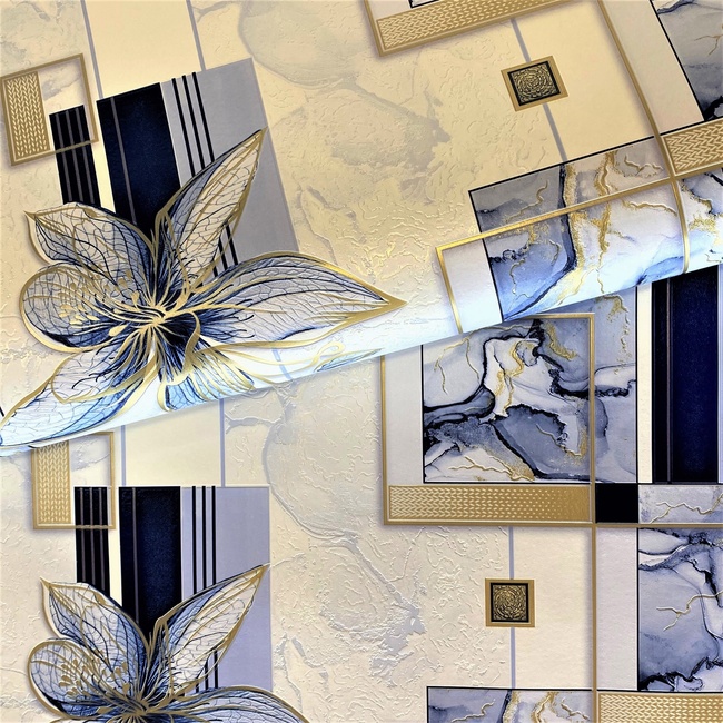 Шпалери вінілові на паперовій основі Слов'янські шпалери Comfort + В49,4 Кіото синій 0,53 х 10м (5787-03)