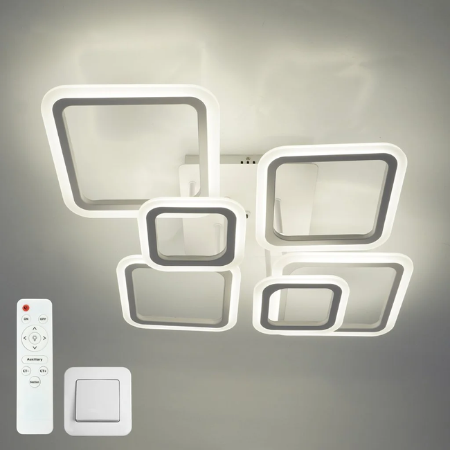 Керована світлодіодна люстра OVAL 75W 6S 810x290x290-WHITE-220-IP20, Білий