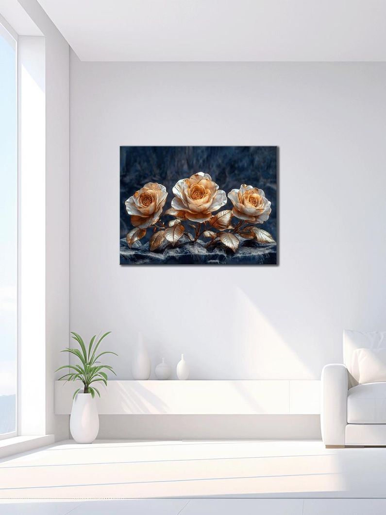 Картина на холсте МАKO "Роскошные розы в золоте" 50x70 см MK10518_5070