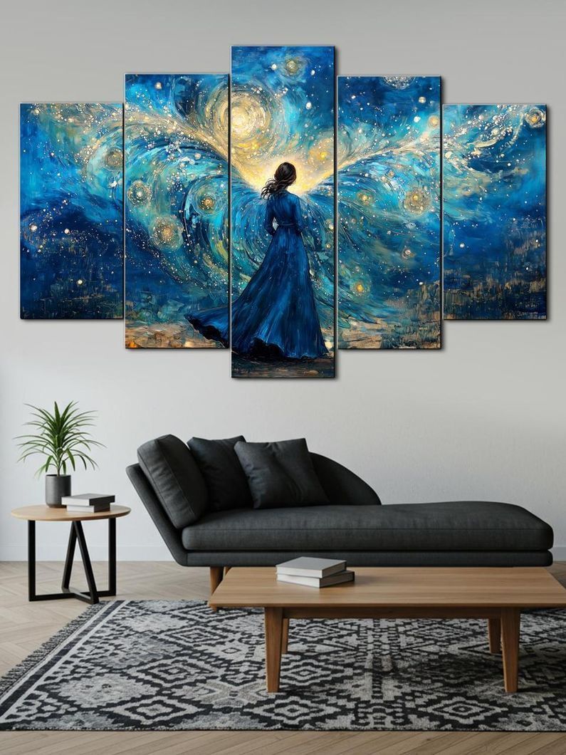 Модульная картина MAKO " Загадочная девушка в синем " 80x125 см MK50568