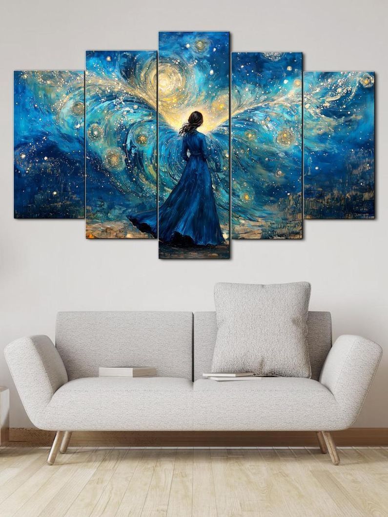 Модульная картина MAKO " Загадочная девушка в синем " 80x125 см MK50568