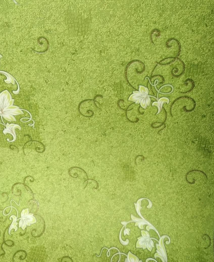 Обои виниловые на бумажной основе Славянские обои зелёный 0,53 х 10,05м (664-08),