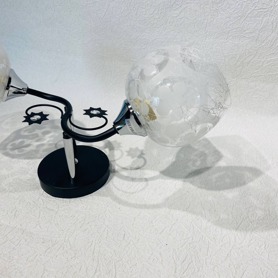 Люстра 2 лампы белая в гостиную, спальню в классическом стиле (XA1379B/2), Черный, Чорный-хром