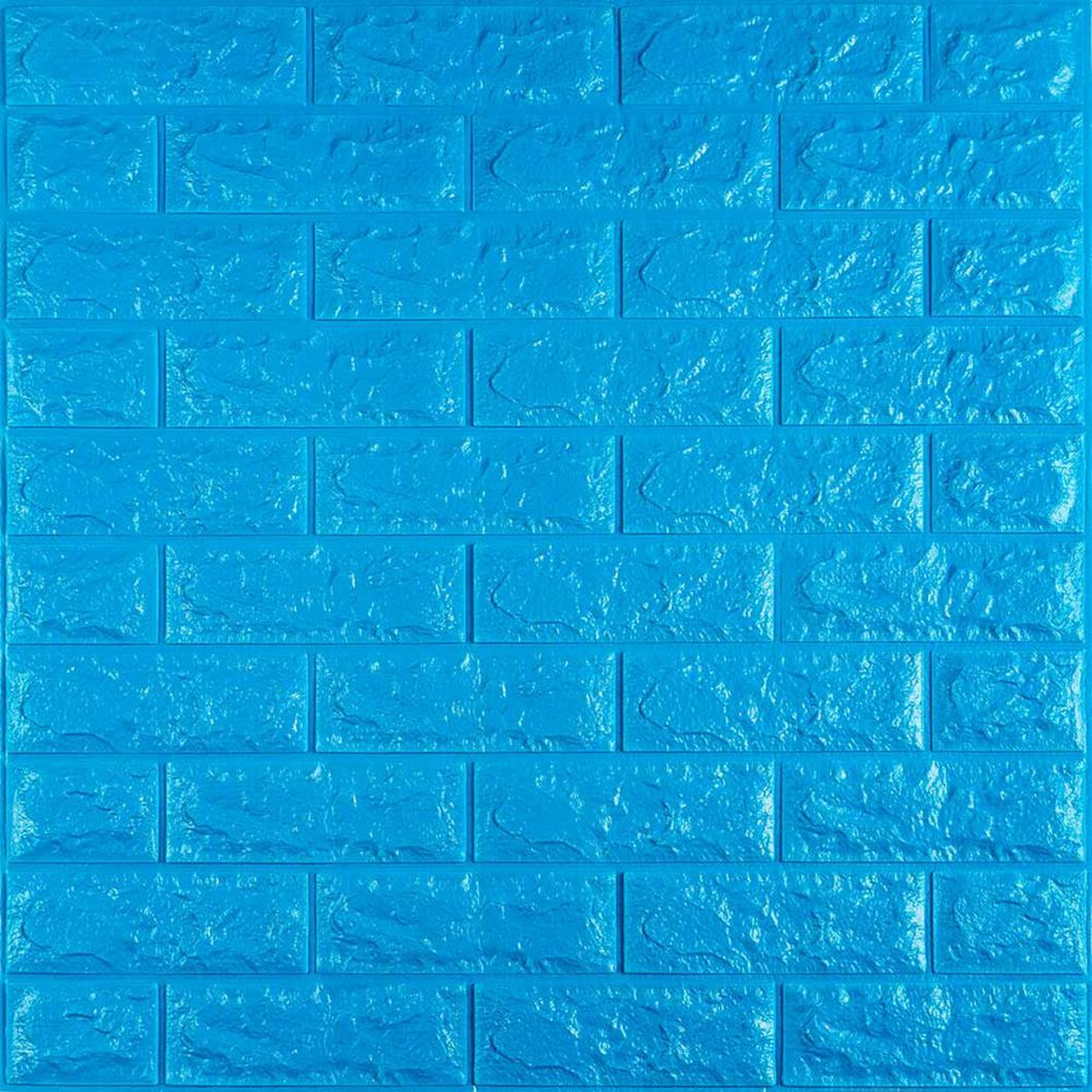 Панель стеновая самоклеящаяся декоративная 3D под кирпич Синий 700х770х7мм (003), Синий, Синий